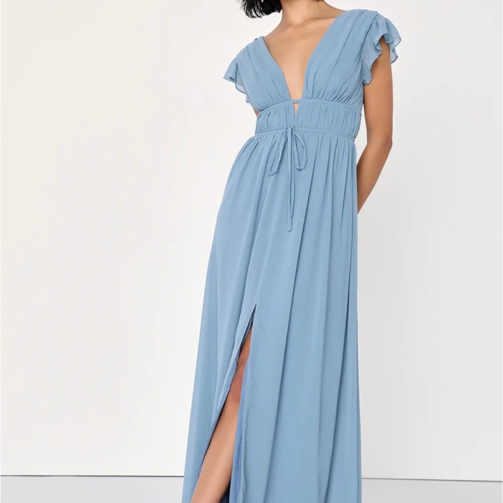 Lulus I’m All Yours Slate Blue Maxi Dress